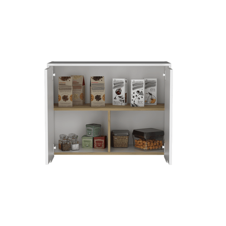 Mueble Superior de Cocina Soler Blanco y Macadamia 80x60cm Con Dos Puertas Push - To - Open y con Un Entrepaño - MUEBLES SUPERIORES DE COCINA | Bylmo