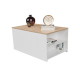 Mesa de Centro Extensible Blanco y Vienes 80x40cm Rectangular con Compartimiento - MESAS DE CENTRO | Bylmo