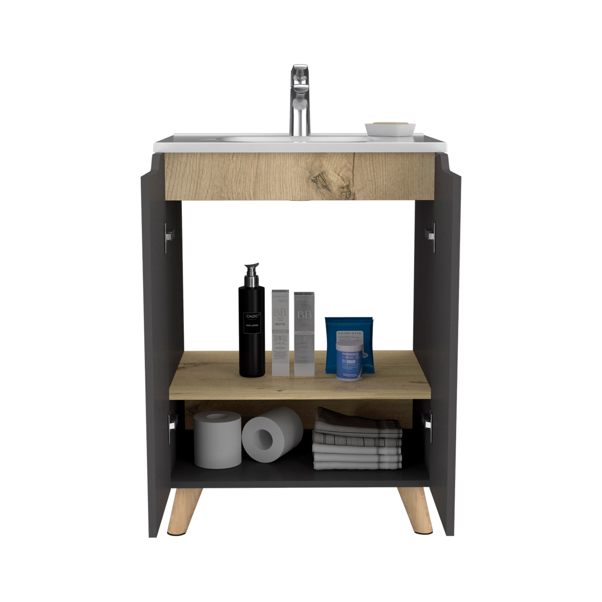 Mueble para Lavamanos Laurent Plomo 60x86cm Individual con Lavamanos y sin Grifería - MUEBLES PARA LAVAMANOS | Bylmo