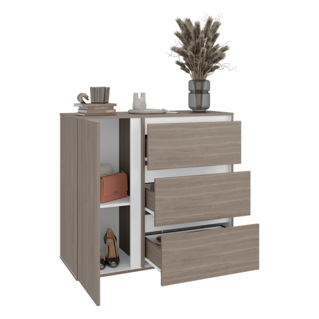 Cómoda Niza Bardolino y Blanco 100x91cm De Tres Hileras con Tres Cajones - CAJONERAS Y COMODAS | Bylmo