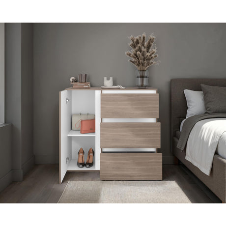 Cómoda Niza Bardolino y Blanco 100x91cm De Tres Hileras con Tres Cajones - CAJONERAS Y COMODAS | Bylmo