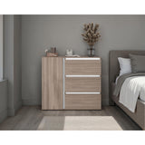 Cómoda Niza Bardolino y Blanco 100x91cm De Tres Hileras con Tres Cajones - CAJONERAS Y COMODAS | Bylmo