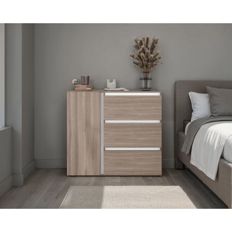 Cómoda Niza Bardolino y Blanco 100x91cm De Tres Hileras con Tres Cajones - CAJONERAS Y COMODAS | Bylmo