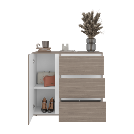 Cómoda Niza Bardolino y Blanco 100x91cm De Tres Hileras con Tres Cajones - CAJONERAS Y COMODAS | Bylmo