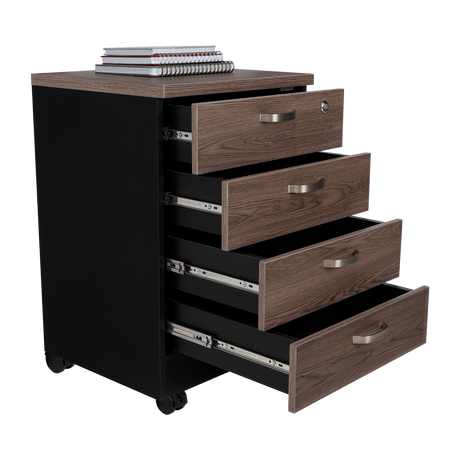 Archivador Home Office Coñac 47.5x71cm Carta con Ruedas con Tres Cajones y con Cerradura - ARCHIVADORES | Bylmo