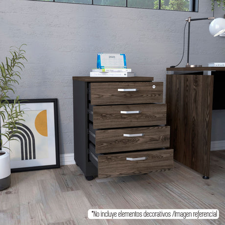 Archivador Home Office Coñac 47.5x71cm Carta con Ruedas con Tres Cajones y con Cerradura - ARCHIVADORES | Bylmo