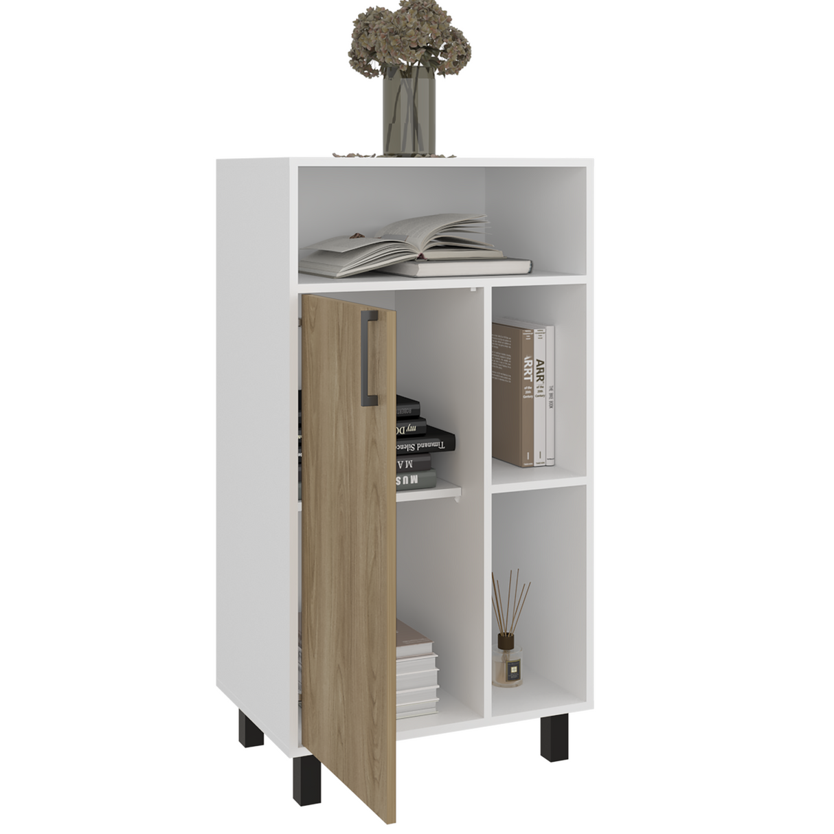 Archivador Bryce Blanco y Fresno Europeo 60x111.5cm Carta con Patas sin Cajones - ARCHIVADORES | Bylmo