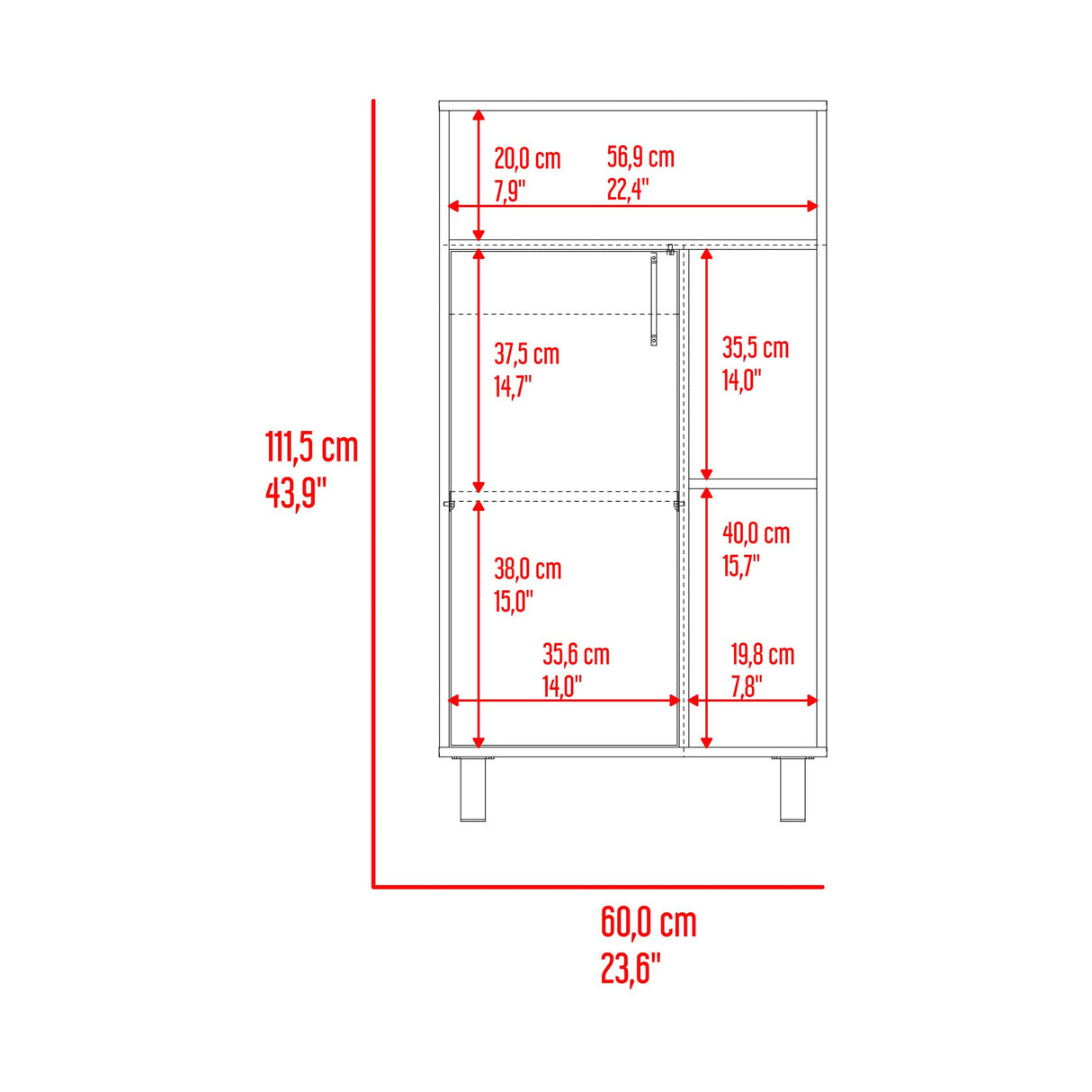 Archivador Bryce Blanco y Fresno Europeo 60x111.5cm Carta con Patas sin Cajones - ARCHIVADORES | Bylmo