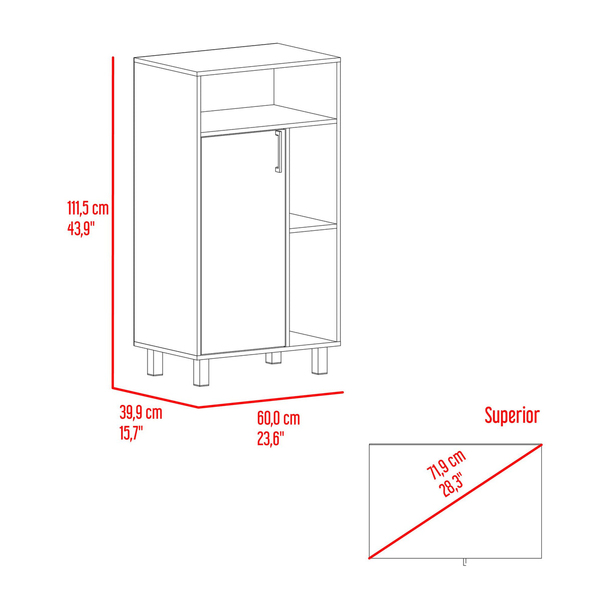 Archivador Bryce Blanco y Fresno Europeo 60x111.5cm Carta con Patas sin Cajones - ARCHIVADORES | Bylmo