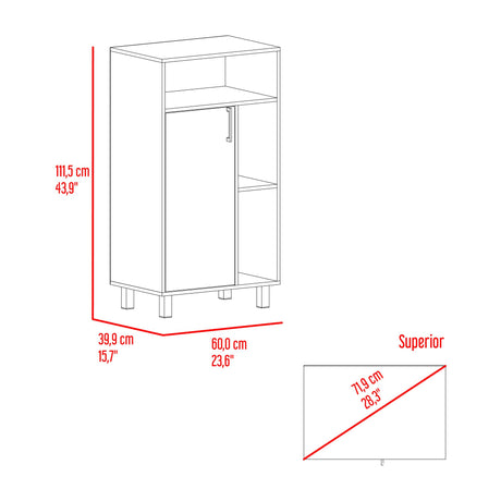 Archivador Bryce Blanco y Fresno Europeo 60x111.5cm Carta con Patas sin Cajones - ARCHIVADORES | Bylmo