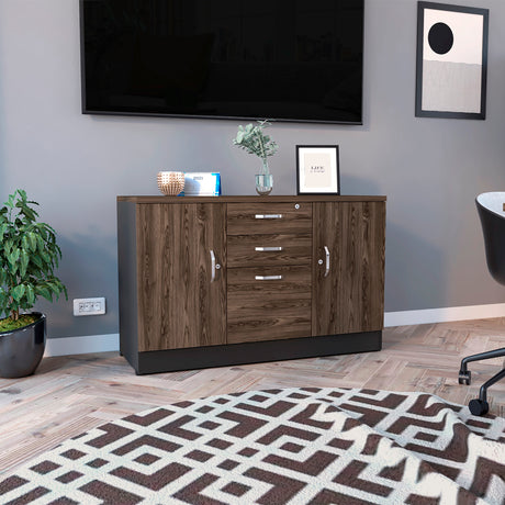 Archivador Home Office Coñac 120x75cm Carta con Tres Cajones y con Cerradura - ARCHIVADORES | Bylmo