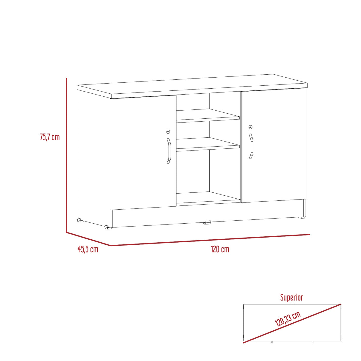 Archivador Home Office Coñac 120x75.7cm Carta sin Cajones y con Cerradura - ARCHIVADORES | Bylmo