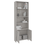 Biblioteca Lisa Cemento 63x180cm Rectangular con Cuatro Entrepaños y con Cinco Compartimientos - BIBLIOTECAS Y ESTANTERIAS | Bylmo