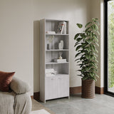 Biblioteca Lisa Cemento 63x180cm Rectangular con Cuatro Entrepaños y con Cinco Compartimientos - BIBLIOTECAS Y ESTANTERIAS | Bylmo