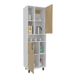 Estantería Bryce Blanco y Fresno Europeo 60x190cm Rectangular con Cuatro Entrepaños y con Nueve Compartimientos - BIBLIOTECAS Y ESTANTERIAS | Bylmo