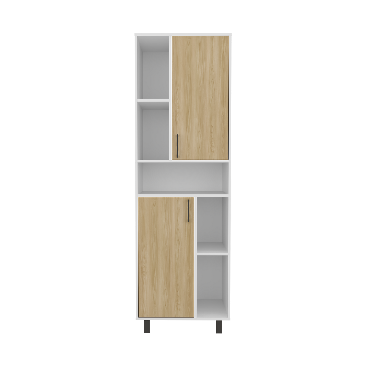 Estantería Bryce Blanco y Fresno Europeo 60x190cm Rectangular con Cuatro Entrepaños y con Nueve Compartimientos - BIBLIOTECAS Y ESTANTERIAS | Bylmo