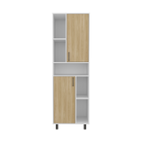 Estantería Bryce Blanco y Fresno Europeo 60x190cm Rectangular con Cuatro Entrepaños y con Nueve Compartimientos - BIBLIOTECAS Y ESTANTERIAS | Bylmo