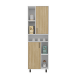 Estantería Bryce Blanco y Fresno Europeo 60x190cm Rectangular con Cuatro Entrepaños y con Nueve Compartimientos - BIBLIOTECAS Y ESTANTERIAS | Bylmo