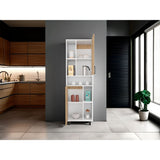 Estantería Bryce Blanco y Fresno Europeo 60x190cm Rectangular con Cuatro Entrepaños y con Nueve Compartimientos - BIBLIOTECAS Y ESTANTERIAS | Bylmo