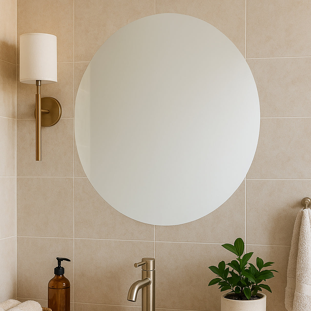 Espejo de Baño Redondo Petra 80x80cm Flotado Sin Marco - ESPEJOS DE BANHO | Bylmo