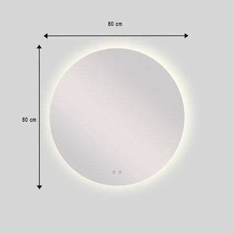 Espejo de Baño Redondo Petra 80x80cm Flotado Sin Marco con Antiempaño y con Iluminación LED - ESPEJOS DE BANHO | Bylmo