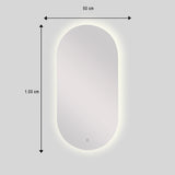 Espejo de Baño Ovalado Meca 50x100cm Flotado Sin Marco y con Iluminación LED - ESPEJOS DE BANHO | Bylmo