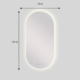 Espejo de Baño Ovalado Meca 50x100cm Flotado Sin Marco con Antiempaño y con Iluminación LED - ESPEJOS DE BANHO | Bylmo