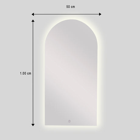 Espejo de Baño Arco Superior Atenas 50x100cm Flotado Sin Marco y con Iluminación LED - ESPEJOS DE BANHO | Bylmo