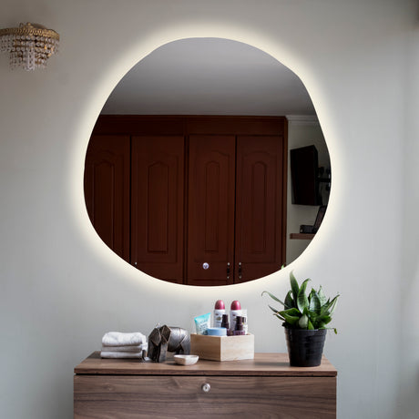 Espejo de Baño Asimetrico Toledo 90x90cm Flotado Sin Marco y con Iluminación LED - ESPEJOS DE BANHO | Bylmo