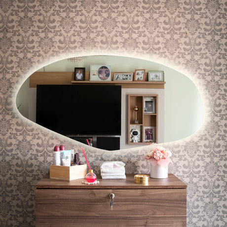 Espejo de Baño Asimetrico Allende 120x60cm Flotado Sin Marco y con Iluminación LED - ESPEJOS DE BANHO | Bylmo