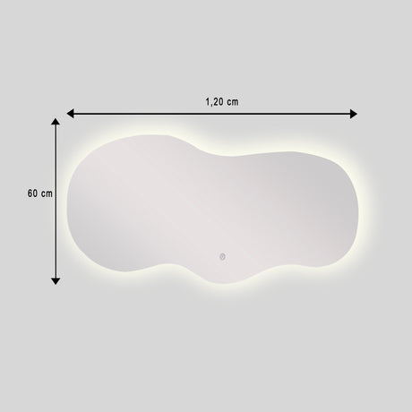 Espejo de Baño Asimetrico Cairo 120x60cm Flotado Sin Marco y con Iluminación LED - ESPEJOS DE BANHO | Bylmo