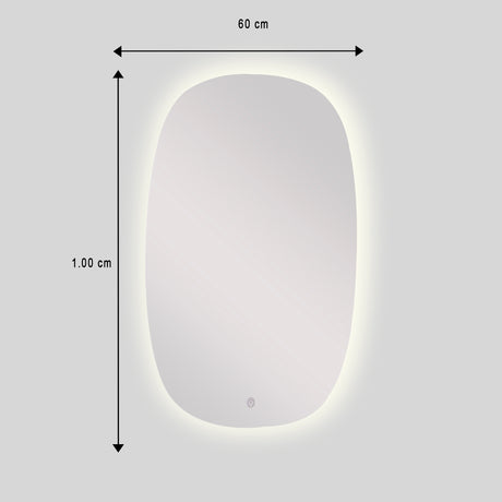 Espejo de Pared Asimetrico Capri 60x100cm Sin Marco y con Iluminación LED - ESPEJOS DE PARED | Bylmo