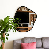 Espejo de Pared Asimetrico Tahiti Negro 60x70cm con Marco En Madera - ESPEJOS DE PARED | Bylmo