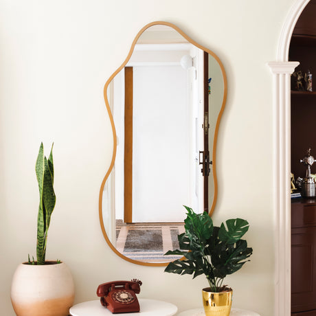 Espejo de Pared Asimetrico Corsega Dorado 60x120cm con Marco En Madera - ESPEJOS DE PARED | Bylmo