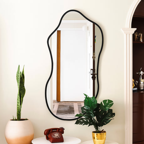 Espejo de Pared Asimetrico Corsega Negro 60x120cm con Marco En Madera - ESPEJOS DE PARED | Bylmo