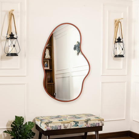 Espejo de Pared Asimetrico Florencia Oro Rosa 80x120cm con Marco En Madera - ESPEJOS DE PARED | Bylmo