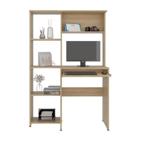 Centro de Computo Alden Eco Fresno Europeo 100x150cm sin Cajones y con Organizador de Libros - ESCRITORIOS | Bylmo