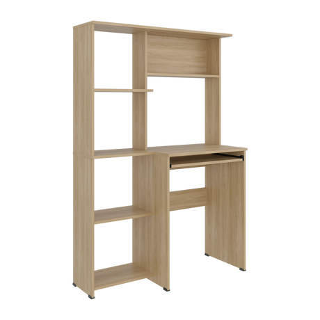 Centro de Computo Alden Eco Fresno Europeo 100x150cm sin Cajones y con Organizador de Libros - ESCRITORIOS | Bylmo