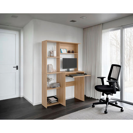 Centro de Computo Alden Eco Fresno Europeo 100x150cm sin Cajones y con Organizador de Libros - ESCRITORIOS | Bylmo