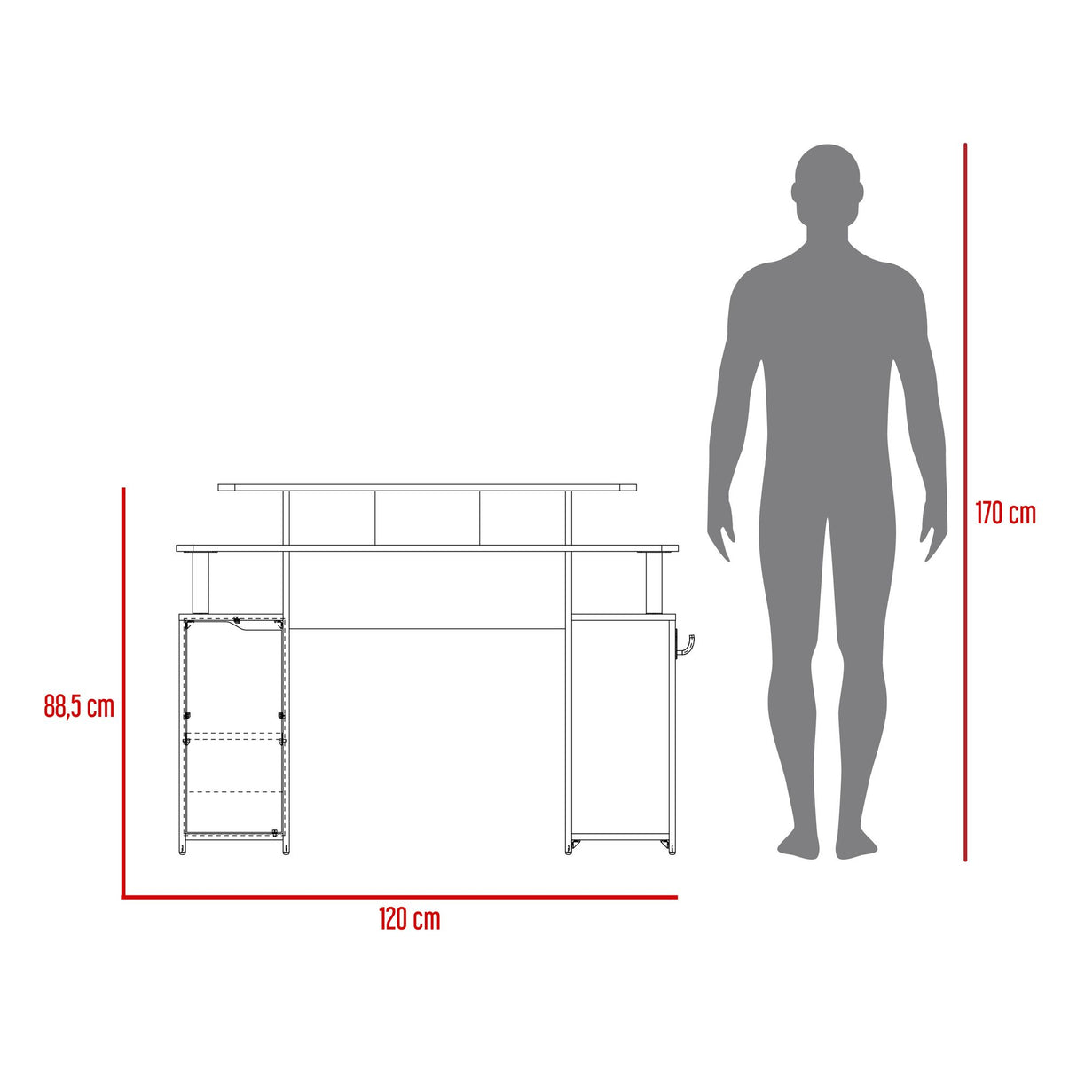 Escritorio Gamer Keria Lite Wengue 120x88.5cm sin Cajones - ESCRITORIOS | Bylmo
