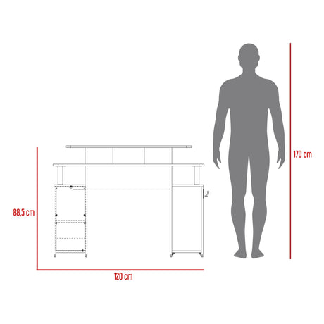 Escritorio Gamer Keria Lite Wengue 120x88.5cm sin Cajones - ESCRITORIOS | Bylmo