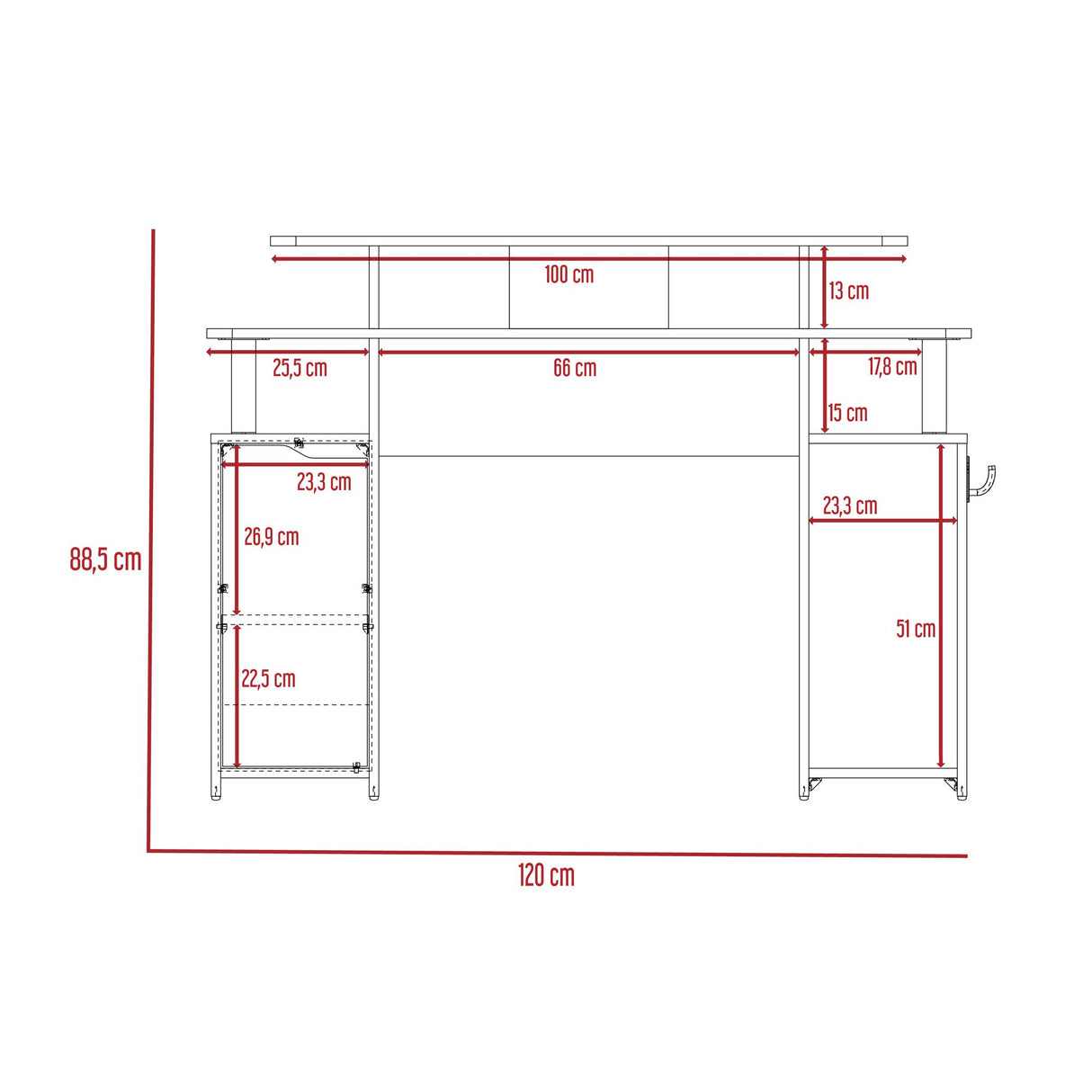 Escritorio Gamer Keria Lite Wengue 120x88.5cm sin Cajones - ESCRITORIOS | Bylmo