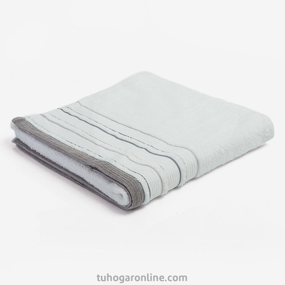 Toalla de Cuerpo Cocoa Blanco y Gris 70x140cm Fondo Entero - TOALLAS | Bylmo