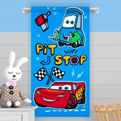 Toalla Infantil de Cuerpo Pit Stop Multicolor 60x120cm Rayo Mcqueen - TOALLAS | Bylmo