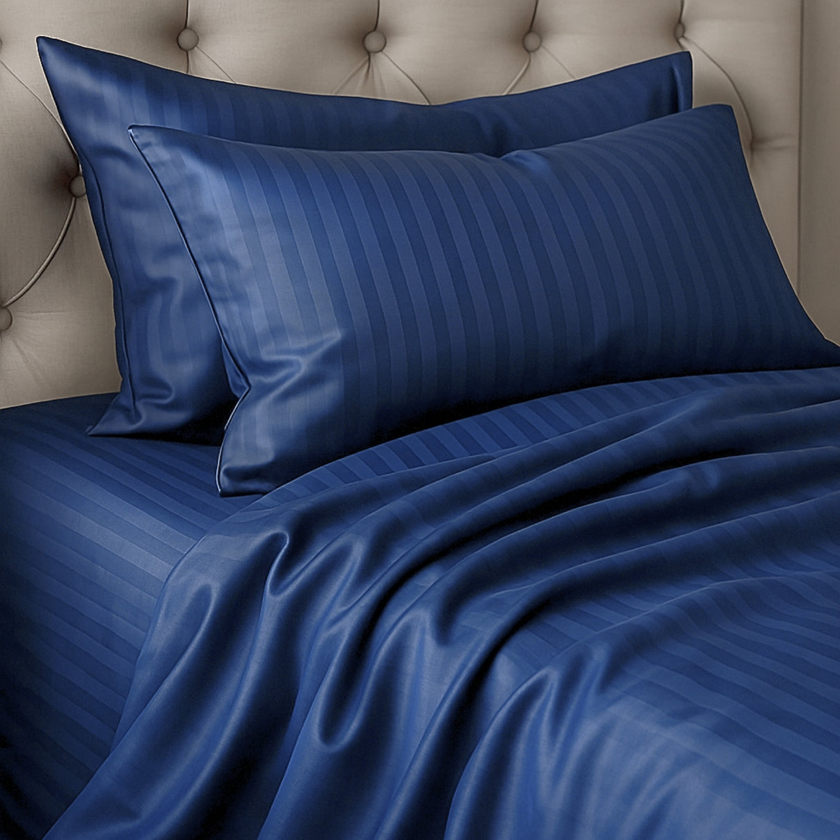 Juego de Sábanas Polialgodon Azul Oscuro Para Cama Sencilla 100 X 190 Cm Antiácaros y Antiarrugas - SABANAS | Bylmo