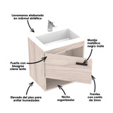 Kit Mueble con Lavamanos Flotante Polock Soder Mali 48x48cm Individual con Lavamanos de Sobreponer - MUEBLES PARA LAVAMANOS | Bylmo