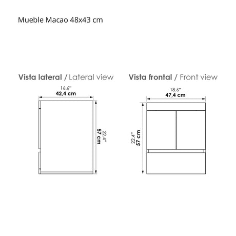 Kit Mueble con Lavamanos Flotante Macao Blanco 48x48cm Individual con Lavamanos de Sobreponer y con Un Cajón - MUEBLES PARA LAVAMANOS | Bylmo