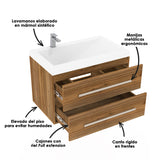 Kit Mueble con Lavamanos Flotante Misus Gracia 79x48cm Individual con Lavamanos de Sobreponer con Dos Cajones - MUEBLES PARA LAVAMANOS | Bylmo