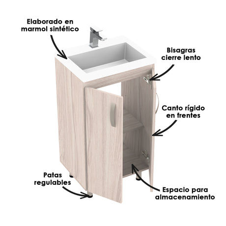 Kit Mueble con Lavamanos Basico Soder Mali 48x86cm Individual con Lavamanos de Sobreponer - MUEBLES PARA LAVAMANOS | Bylmo