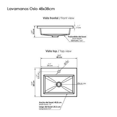 Kit Mueble con Lavamanos Basico Soder Mali 48x86cm Individual con Lavamanos de Sobreponer - MUEBLES PARA LAVAMANOS | Bylmo